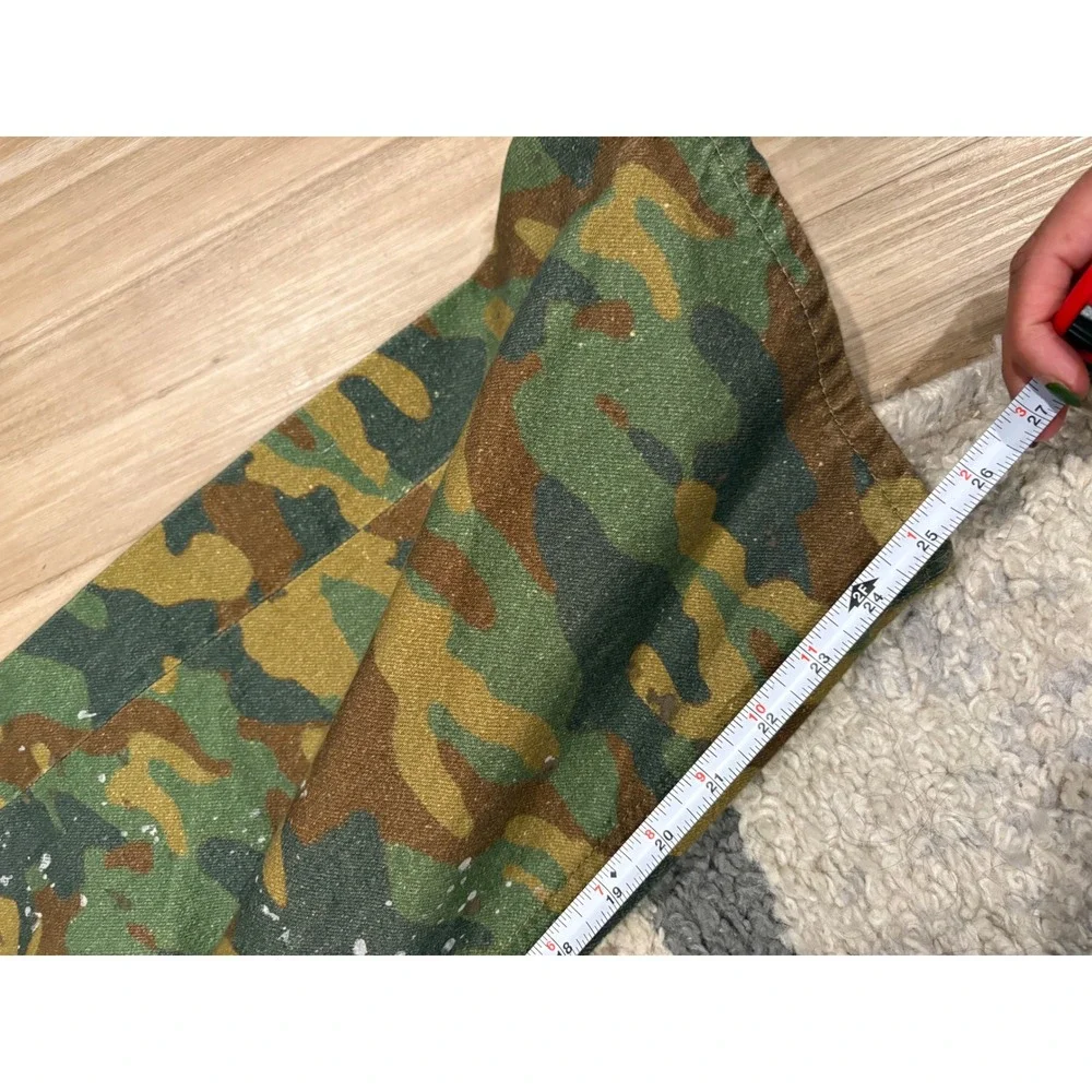 Free People We The Free Moxie Low Slung Barrel Camo Paint Splatter Pants 31 xx